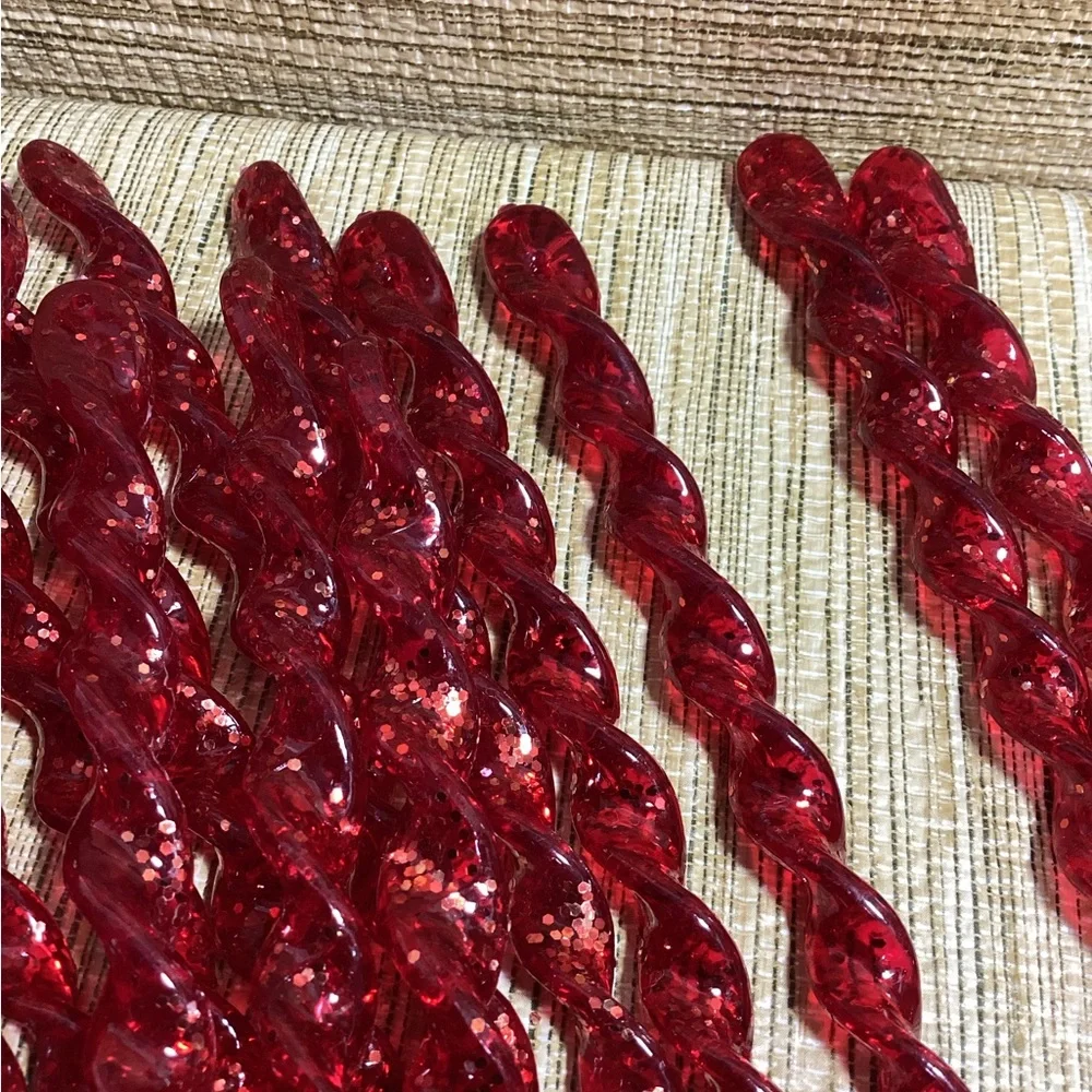 Vintage Acyrlic Plastic 8” Red with Glitter Icicles lot f 29